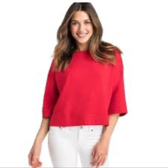 LOFT Tops - LOFT Red Sweatshirt Side Zip Top